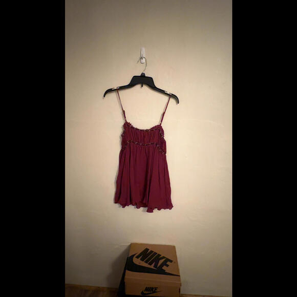 Express Vintage Silk Burgundy Embellished Top XS - Picture 2 of 5